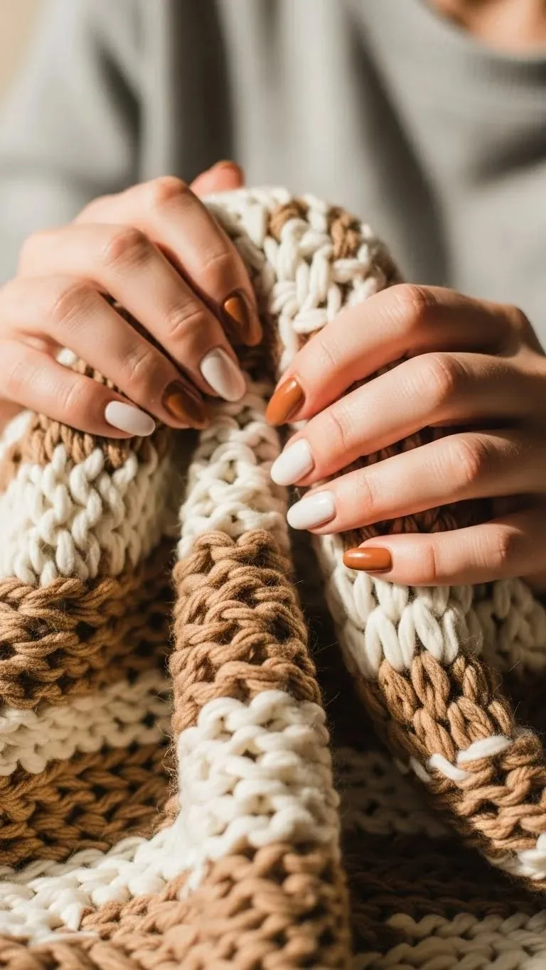 19 Simple Fall Nails Ideas That Look Expensive But Arent Yet 6 Cream and Caramel Combo