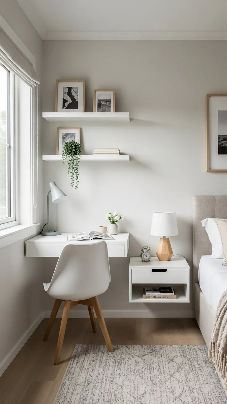 17 Small Bedroom Design Ideas 2026: Transform Your Tiny Space Into a Cozy Haven 7 Floating Furniture Keeps Things Breezy