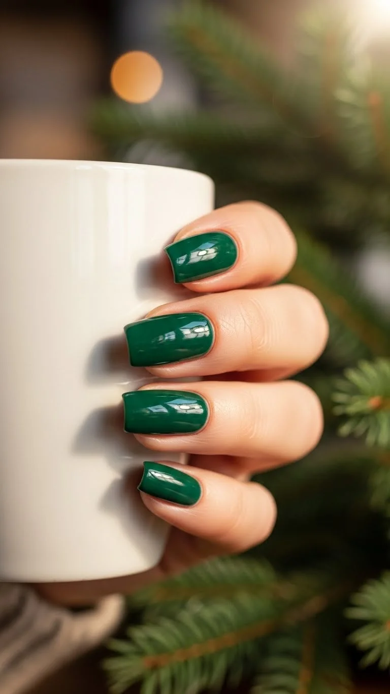 20 Winter Nail Colors Ideas 2026: Trending Shades That'll Make Your Nails Pop 4 Forest Green Emerald