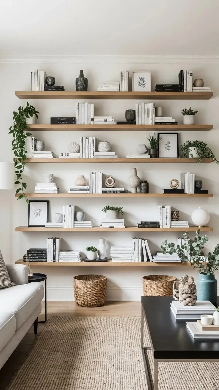 21 Built-In Living Room Shelf Ideas 2026: Transform Your Space Like a Pro 17 Geometric Pattern Shelf Arrangements