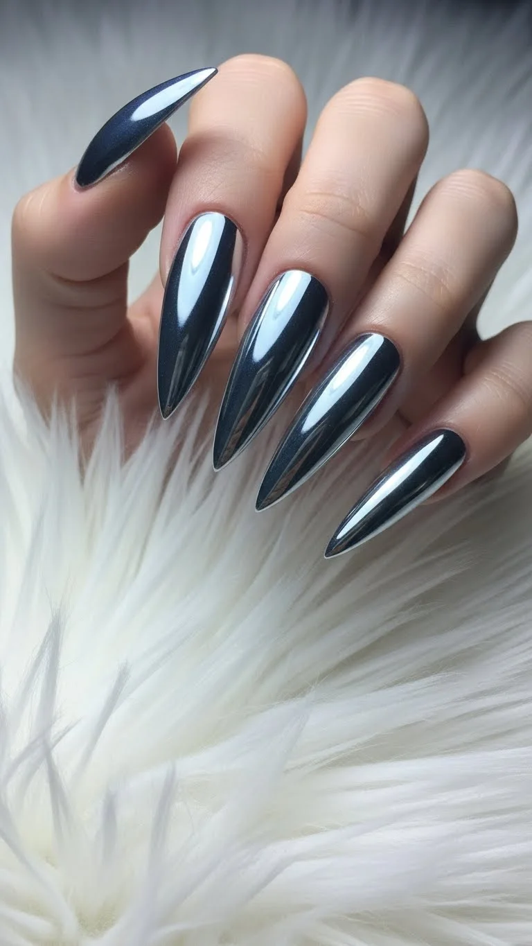 20 Winter Nail Colors Ideas 2026: Trending Shades That'll Make Your Nails Pop 6 Icy Silver Metallic