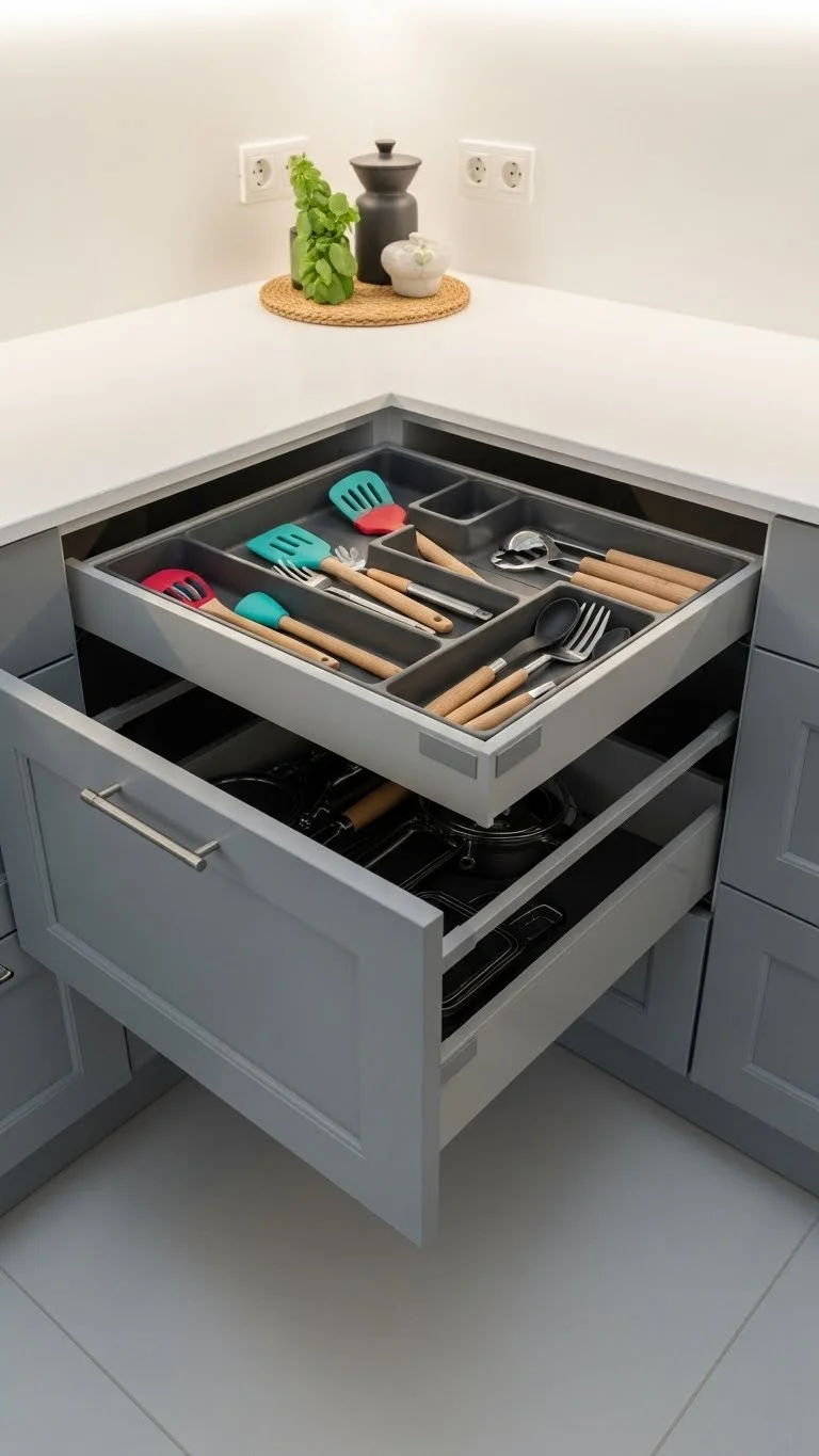 25 Small Kitchen Ideas 2026: Transform Your Tiny Space Into a Chef's Paradise 17 Install Corner Drawers