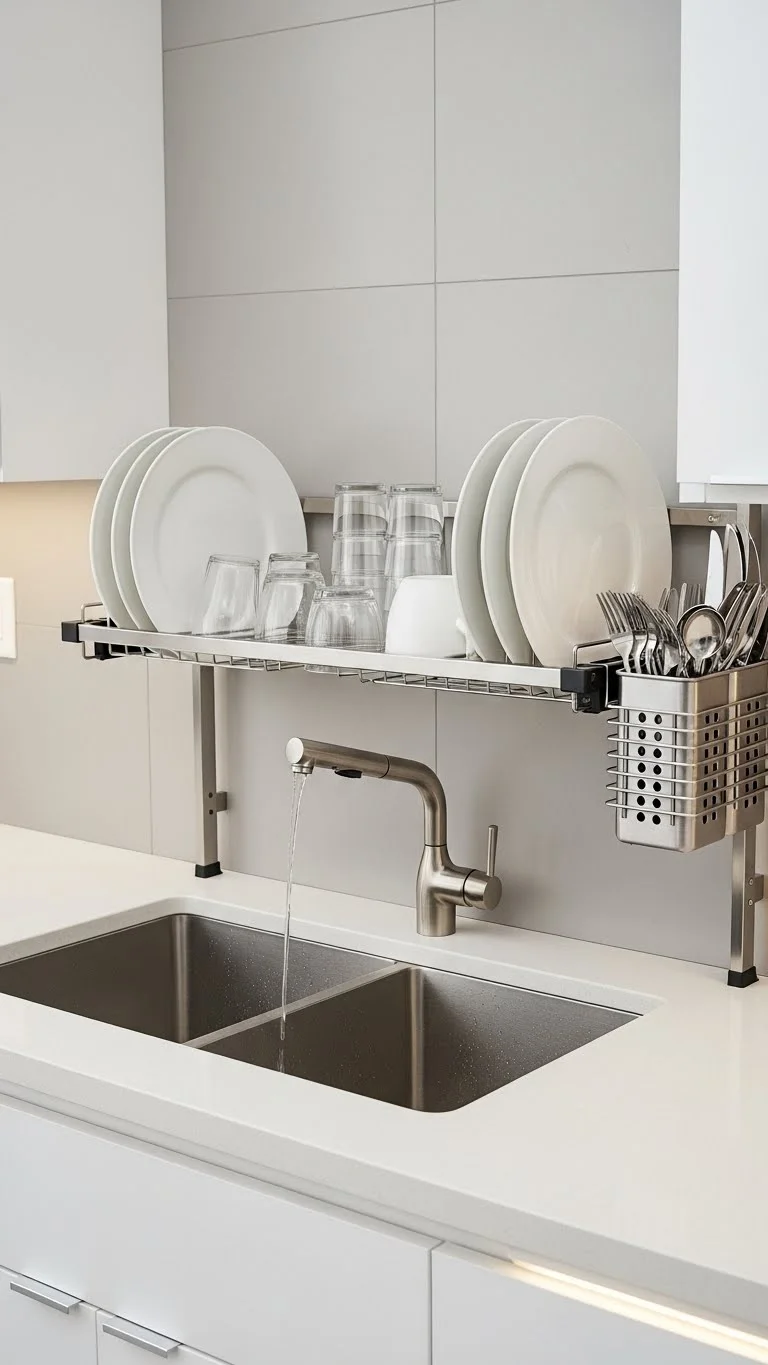 25 Small Kitchen Ideas 2026: Transform Your Tiny Space Into a Chef's Paradise 25 Install a Dish Drying Rack Above the Sink