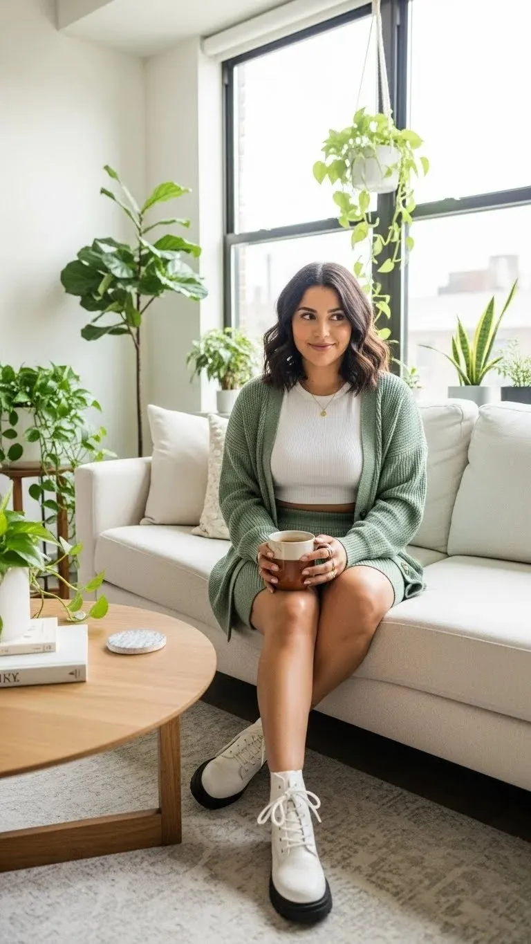 23 Cute Mini Skirt Outfits Ideas 2026: Your Ultimate Style Guide 15 Knit Mini Skirt with Matching Cardigan Set