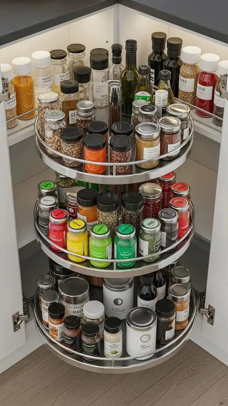 25 Small Kitchen Ideas 2026: Transform Your Tiny Space Into a Chef's Paradise 7 Maximize Corner Space with Lazy Susans