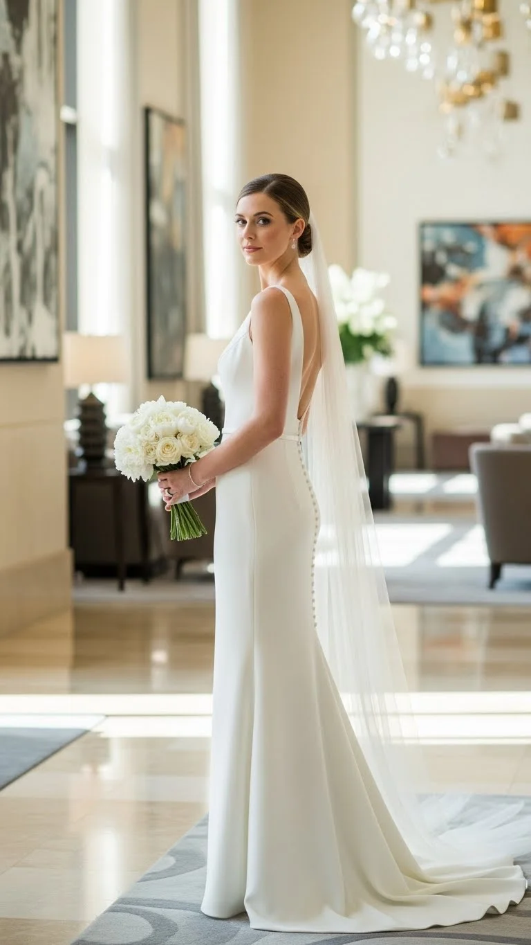 17 Simple Wedding Dresses Ideas 2026: Your Guide to Effortless Bridal Beauty 7 Minimalist Sheath Dress