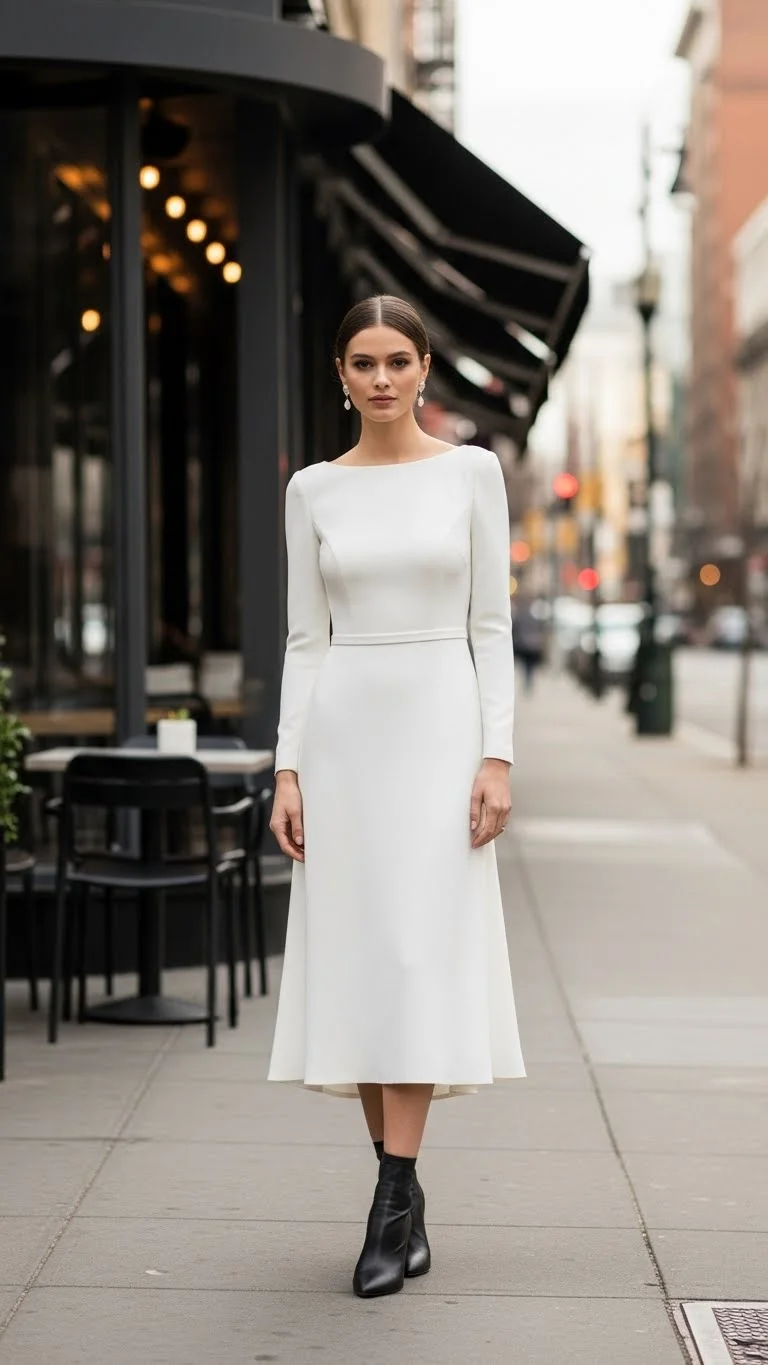 17 Simple Wedding Dresses Ideas 2026: Your Guide to Effortless Bridal Beauty 16 Modern Midi Length