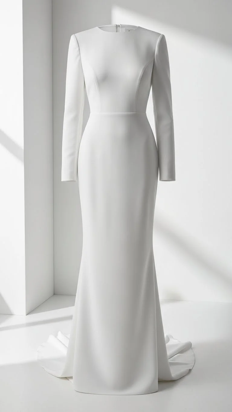 19 Long Sleeve Wedding Dress Ideas for 2026: Your Ultimate Guide to Elegant Bridal Style 3 Modern Minimalist Long Sleeve Gown