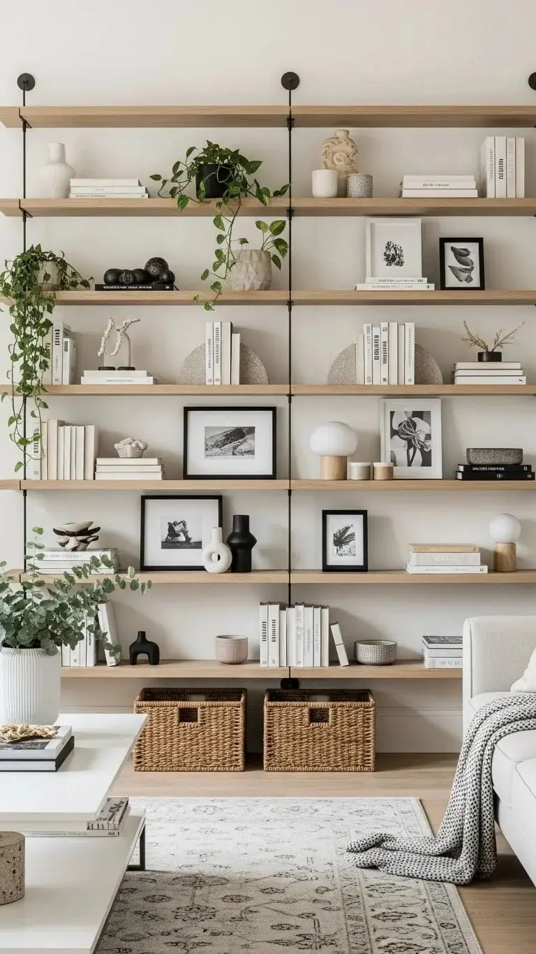 21 Built-In Living Room Shelf Ideas 2026: Transform Your Space Like a Pro 11 Multi-Depth Layered Shelf Design