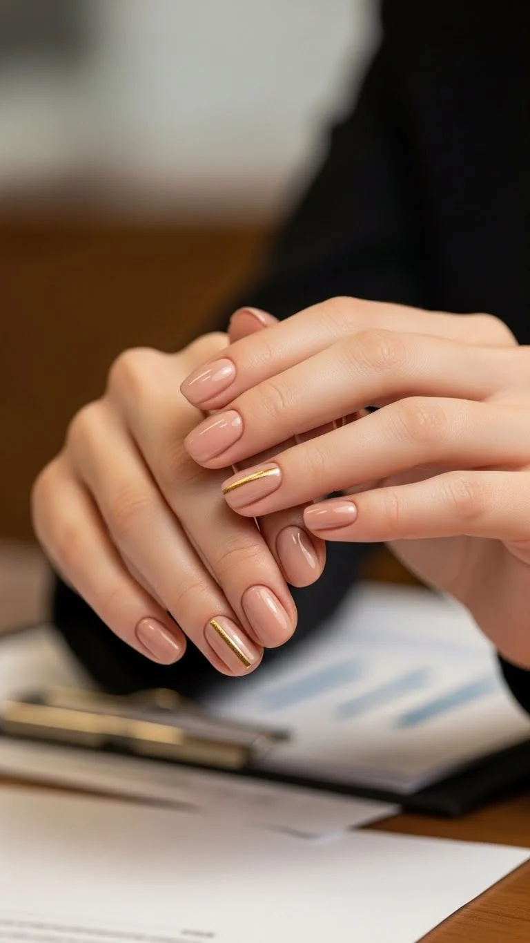 19 Simple Fall Nails Ideas That Look Expensive But Arent Yet 3 Nude with Gold Accent