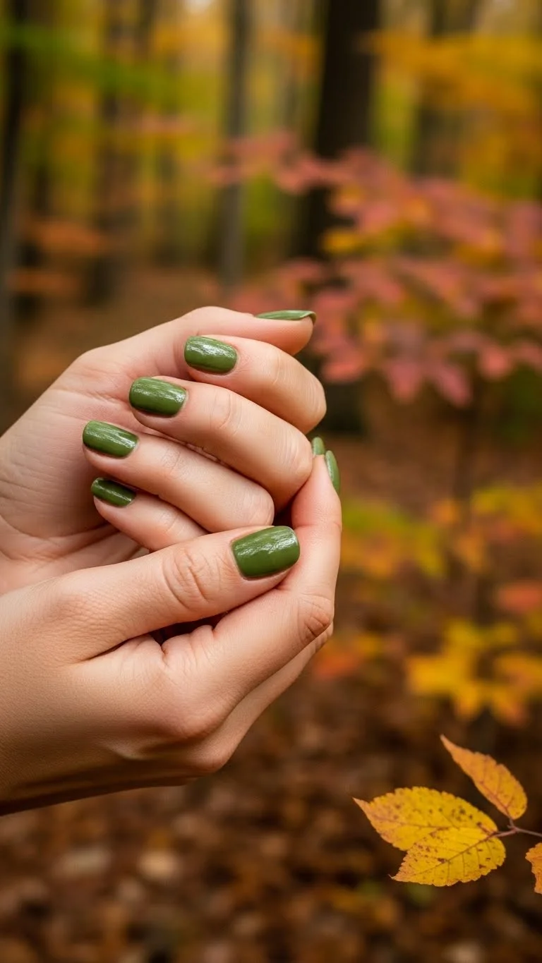 19 Simple Fall Nails Ideas That Look Expensive But Arent Yet 8 Olive Green Classic