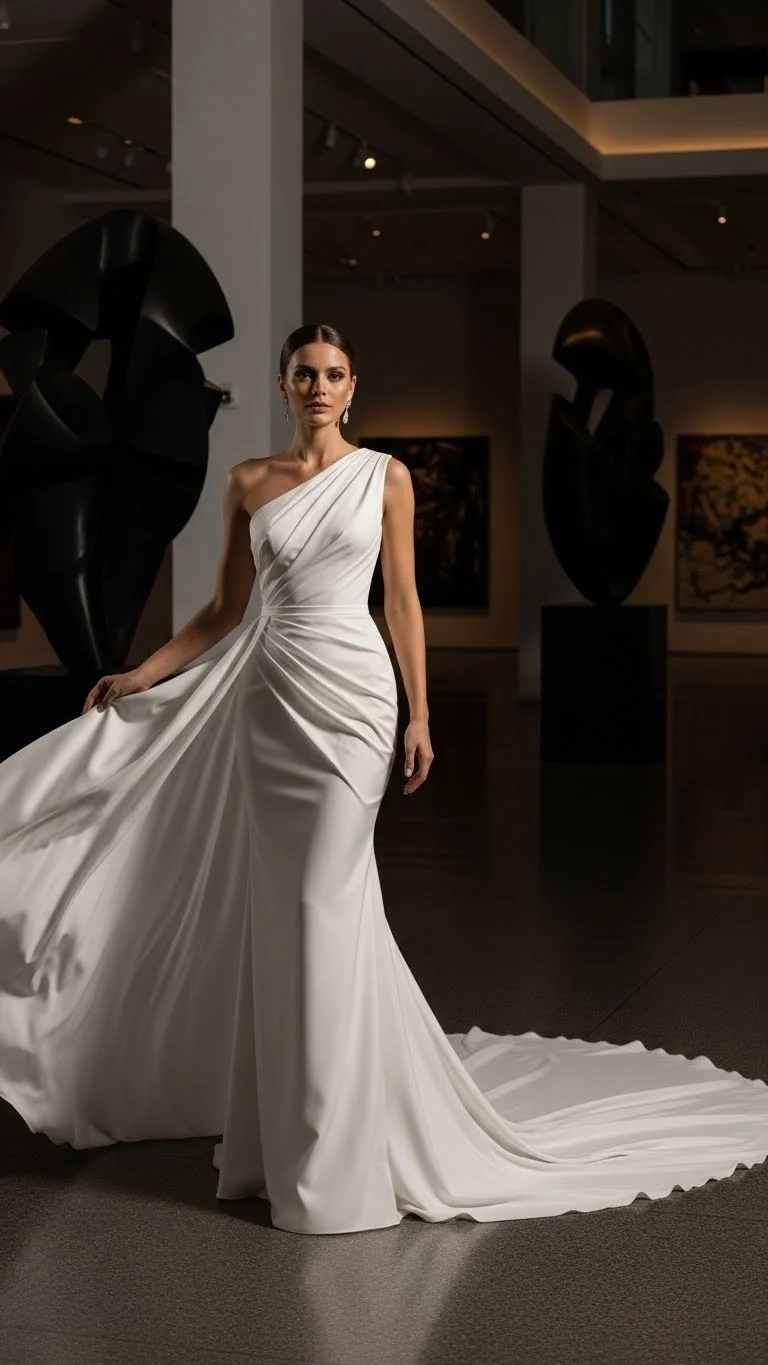 17 Simple Wedding Dresses Ideas 2026: Your Guide to Effortless Bridal Beauty 17 One-Shoulder Statement