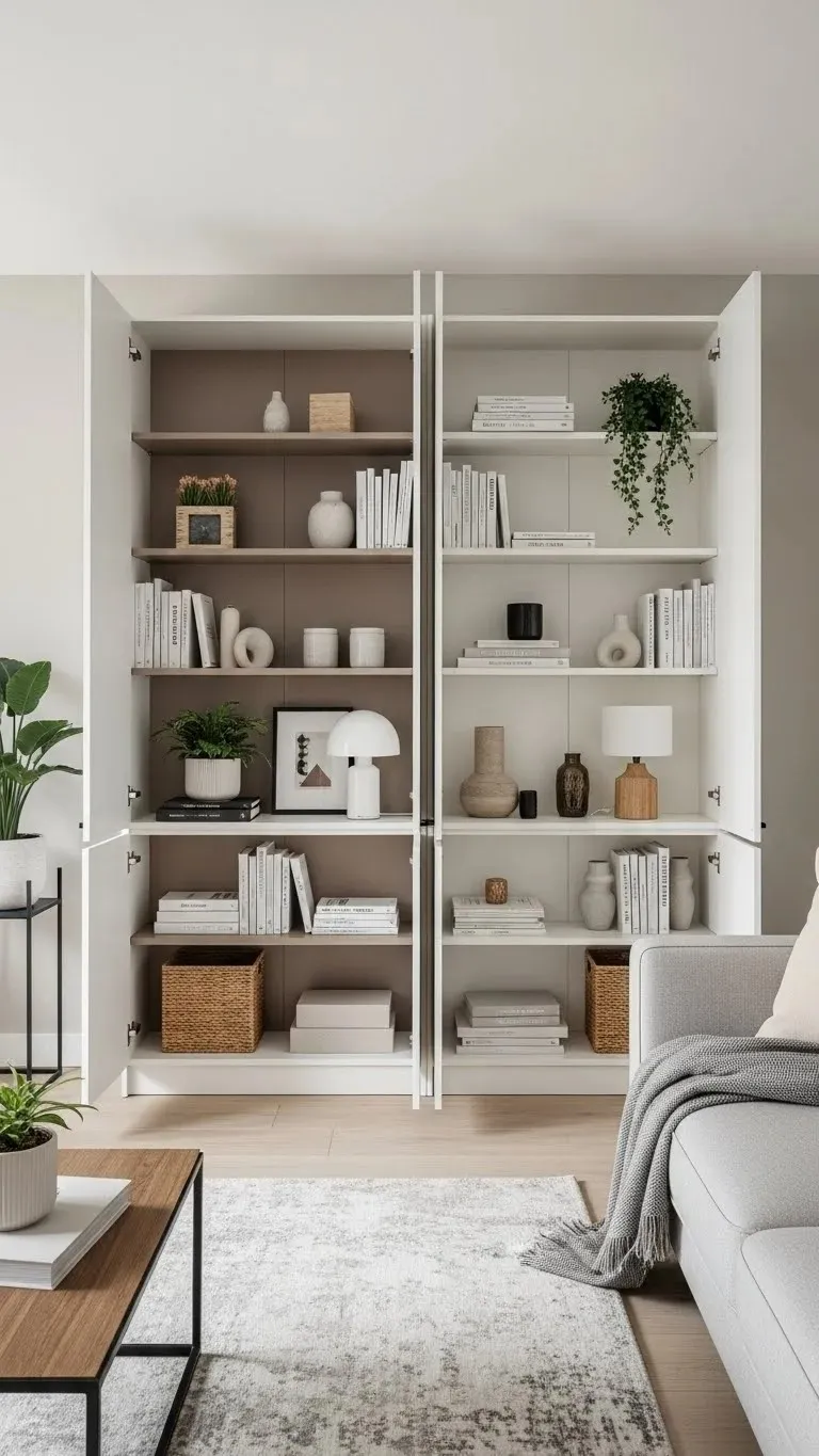 21 Built-In Living Room Shelf Ideas 2026: Transform Your Space Like a Pro 15 Open and Closed Cabinet Combination