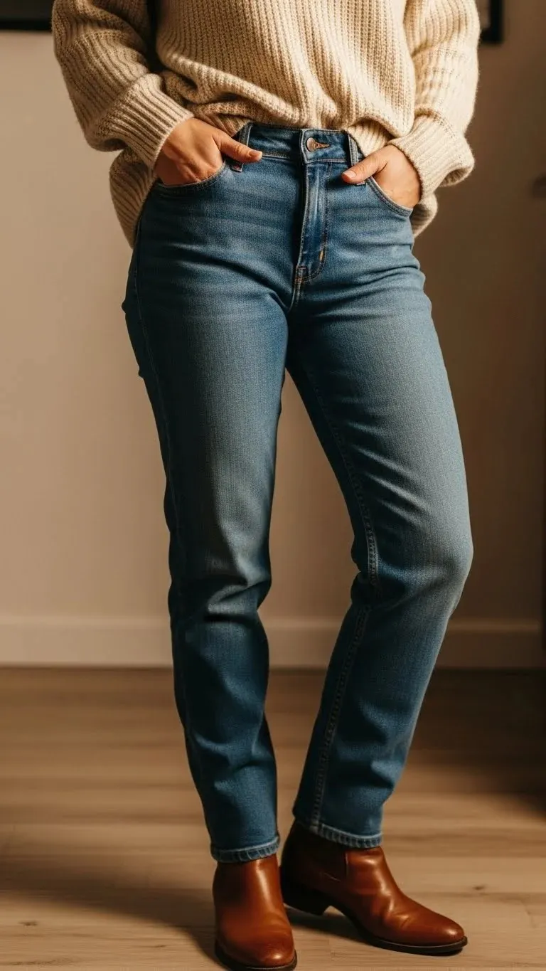 21 Casual Winter Outfit Ideas 2026: Stay Warm and Look Amazing This Season 2 Oversized Sweater with Straight-Leg Jeans