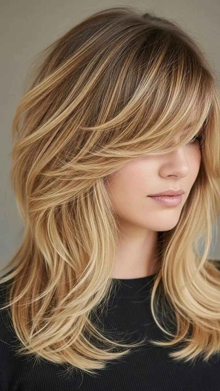 18 Long Shag Haircuts for Fine Hair That People Did Not Expect 2026 11 Shag with Side-Swept Bangs