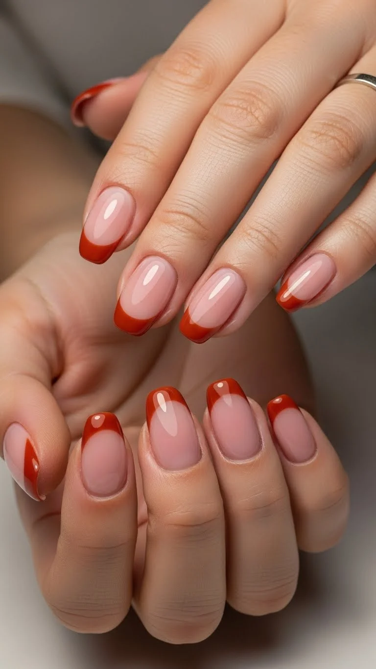 19 Simple Fall Nails Ideas That Look Expensive But Arent Yet 10 Simple French with Rust Tips