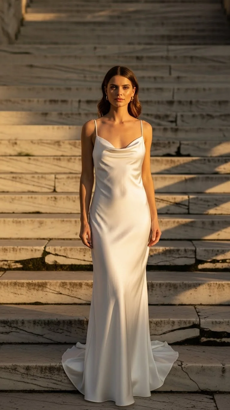17 Simple Wedding Dresses Ideas 2026: Your Guide to Effortless Bridal Beauty 3 Sleek Slip Dress Style