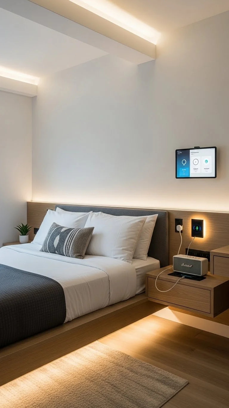 23 Guest Bedroom Designs Ideas 2026: Transform Your Space Into a 5-Star Experience 17 Smart Tech Haven