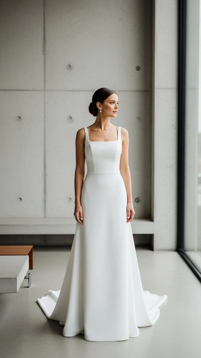 17 Simple Wedding Dresses Ideas 2026: Your Guide to Effortless Bridal Beauty 14 Square Neckline Modernity