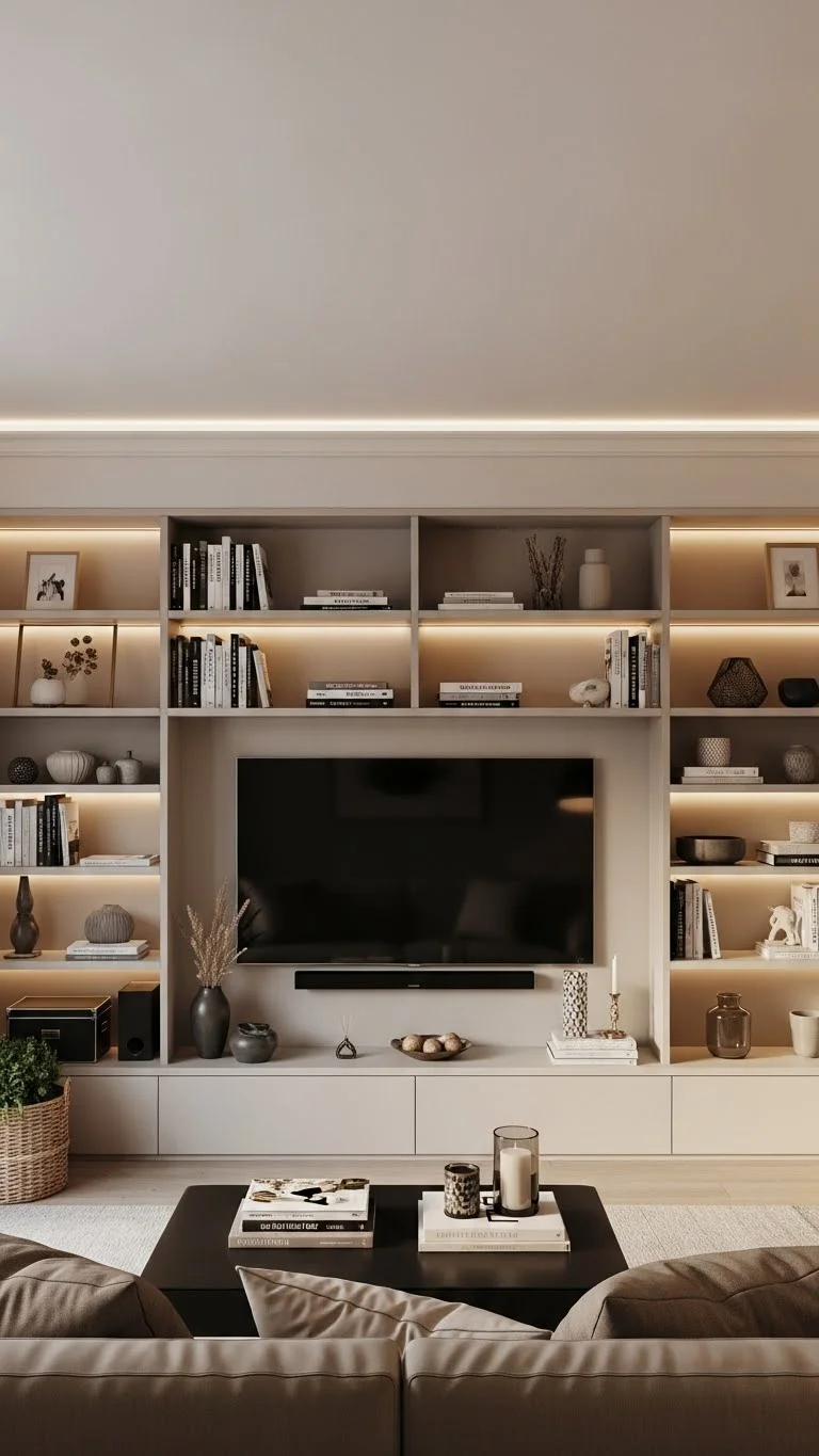21 Built-In Living Room Shelf Ideas 2026: Transform Your Space Like a Pro 3 TV Wall Integration with Storage Compartments
