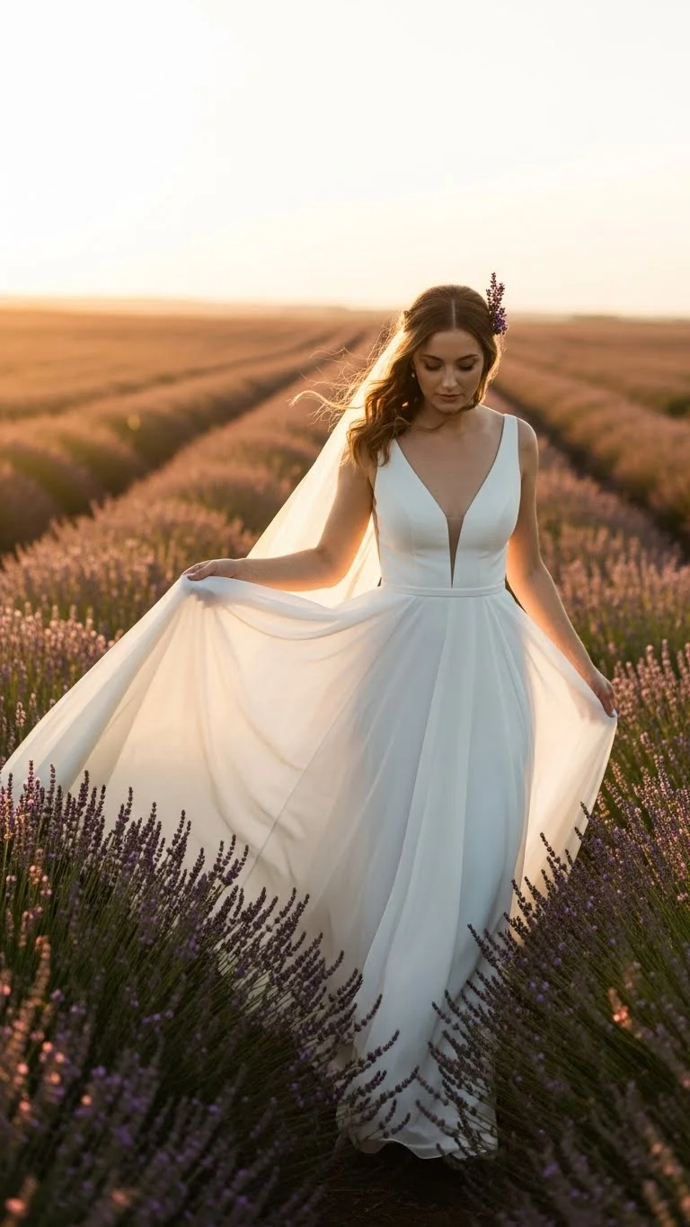 17 Simple Wedding Dresses Ideas 2026: Your Guide to Effortless Bridal Beauty 6 Timeless V-Neck Design