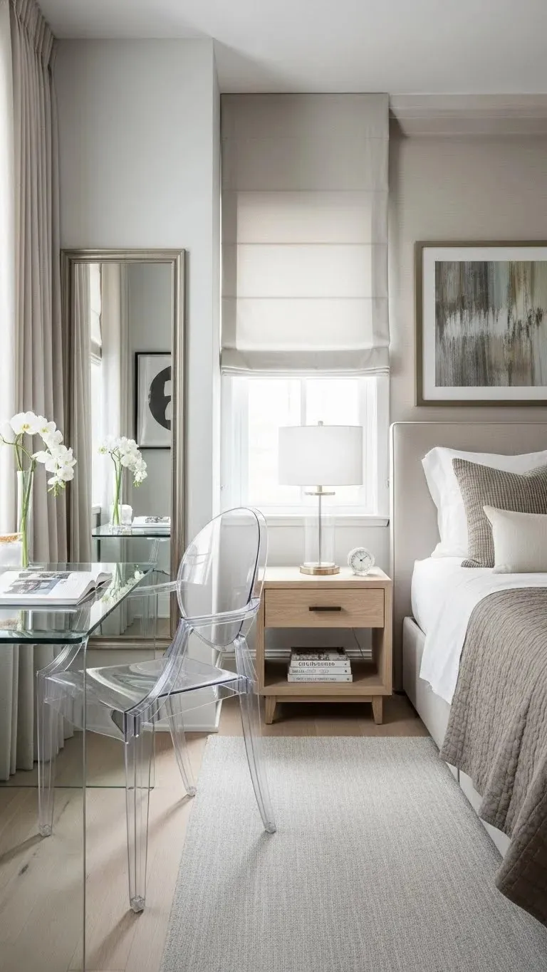 17 Small Bedroom Design Ideas 2026: Transform Your Tiny Space Into a Cozy Haven 18 Transparent Furniture Creates Visual Space
