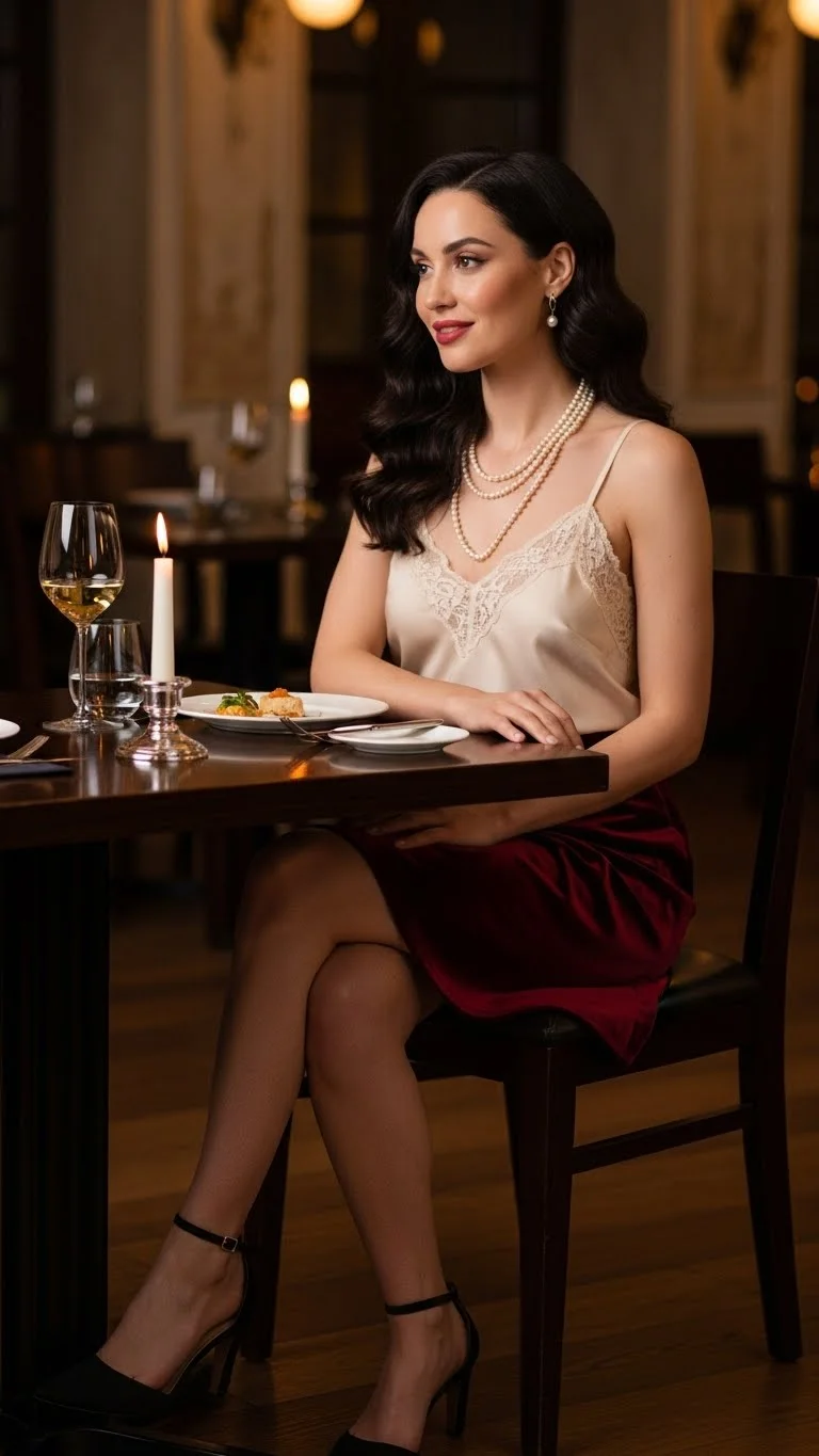 23 Cute Mini Skirt Outfits Ideas 2026: Your Ultimate Style Guide 21 Velvet Mini Skirt with Lace Cami