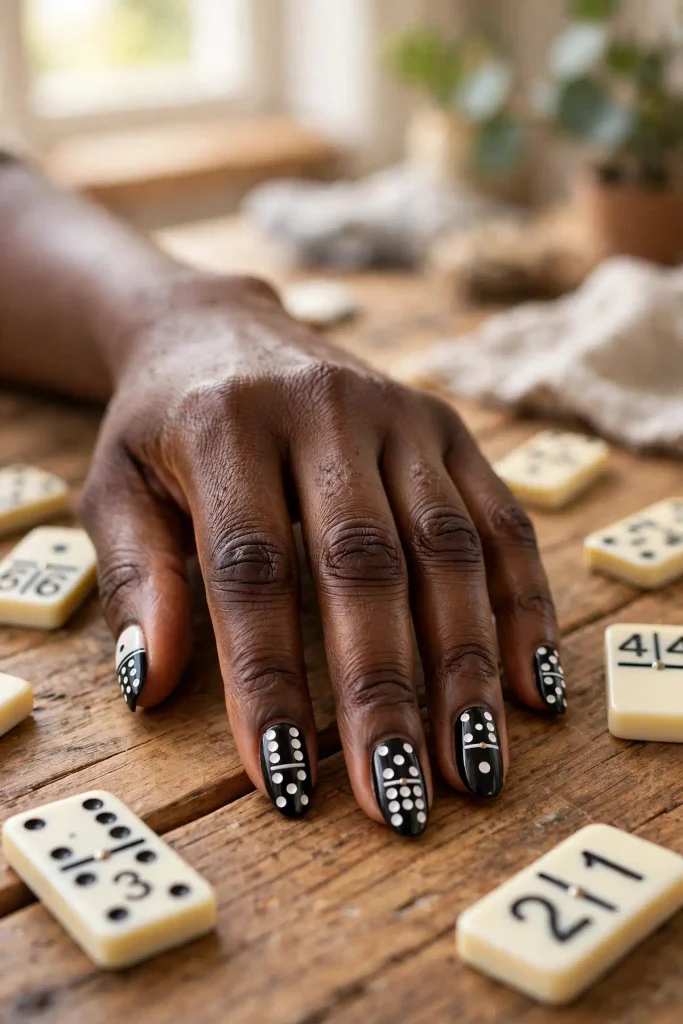 17 Bad Bunny Nails, Set Out Like a Concert Setlist 9 b07 domino dots