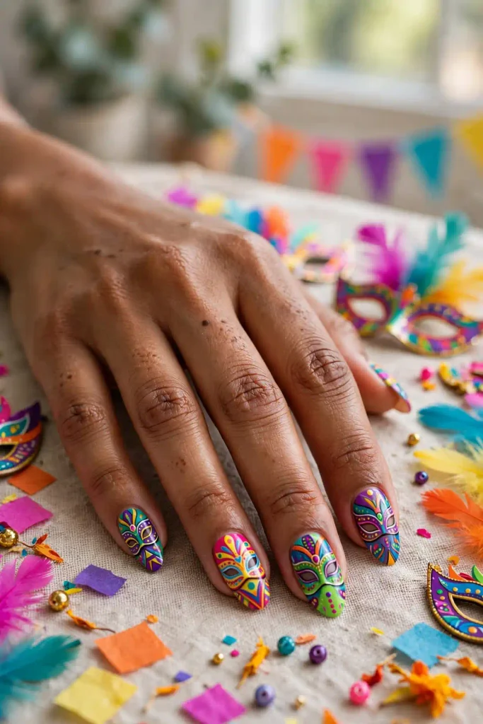 17 Bad Bunny Nails, Set Out Like a Concert Setlist 11 b09 festival mask pattern
