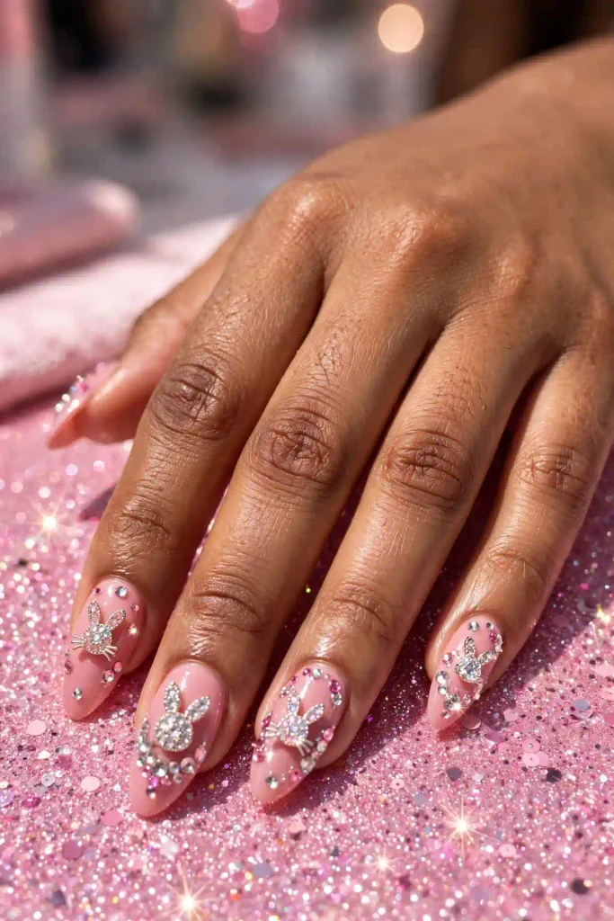 17 Bad Bunny Nails, Set Out Like a Concert Setlist 13 b11 rhinestone bunny charm