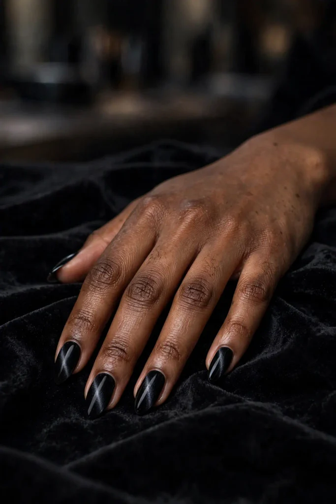 17 Bad Bunny Nails, Set Out Like a Concert Setlist 16 b14 black velvet cat eye