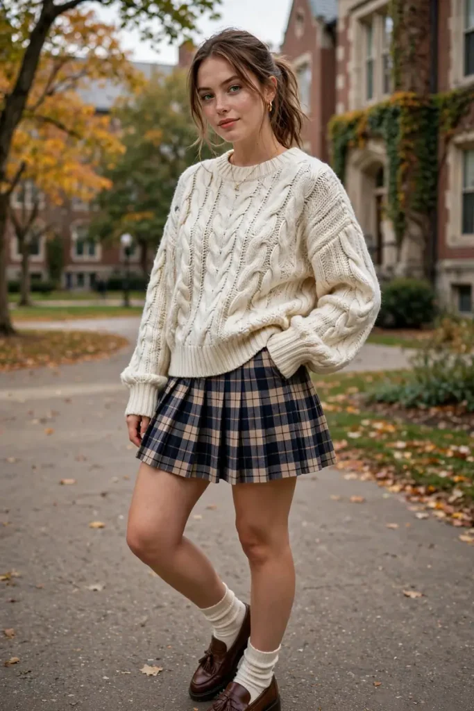 23 Cute Mini Skirt Outfits Ideas (Yes, At Any Age) 6 miniskirt 05 chunky knit pleated mini loafers