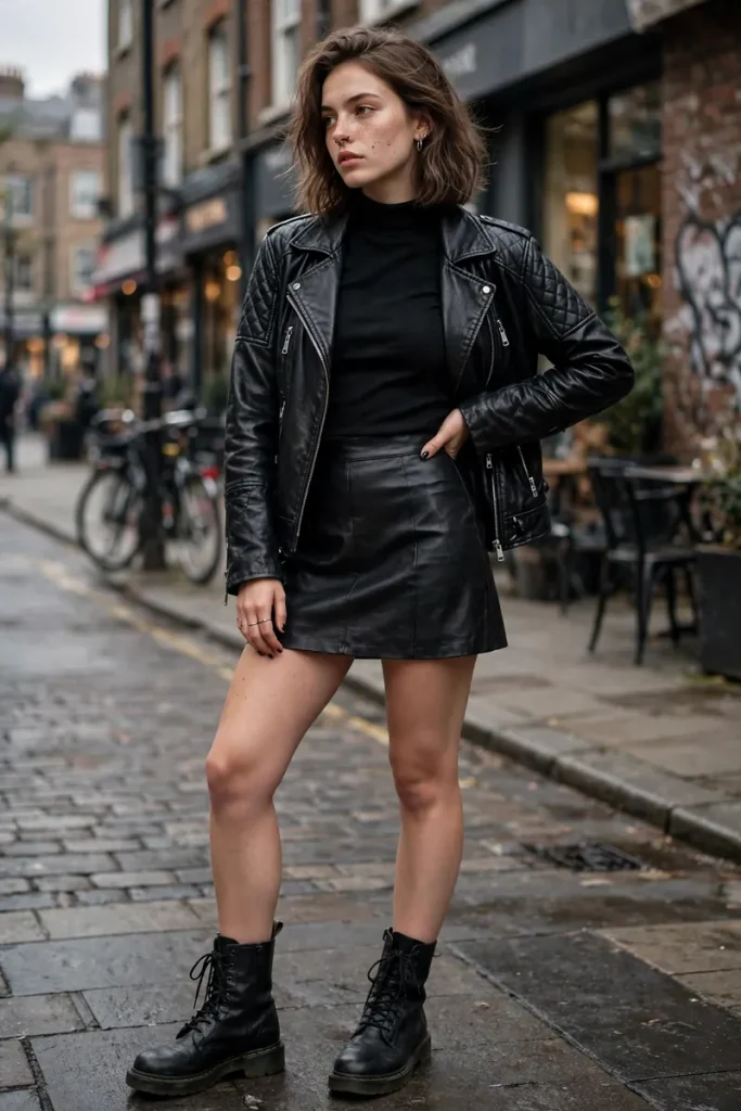 23 Cute Mini Skirt Outfits Ideas (Yes, At Any Age) 13 miniskirt 12 leather jacket mini combat boots