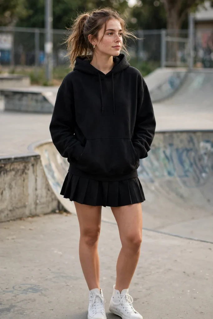 23 Cute Mini Skirt Outfits Ideas (Yes, At Any Age) 23 miniskirt 22 hoodie mini high tops