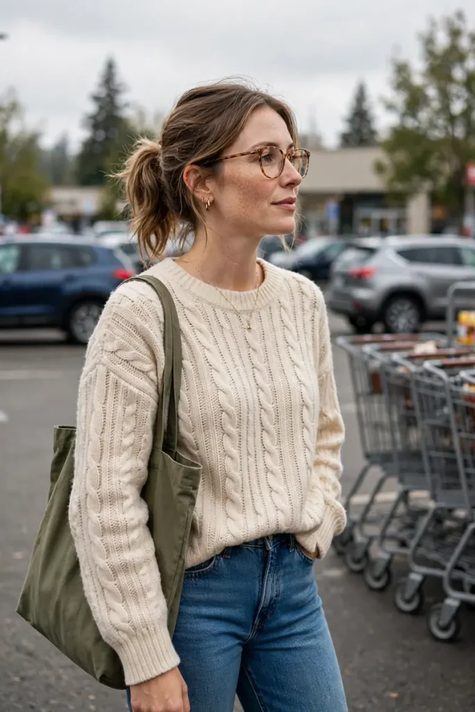 20 Simple Mom Outfit Ideas (For Moms Who Get Dressed in 5 Minutes) 4 mom 03 grocery gauntlet