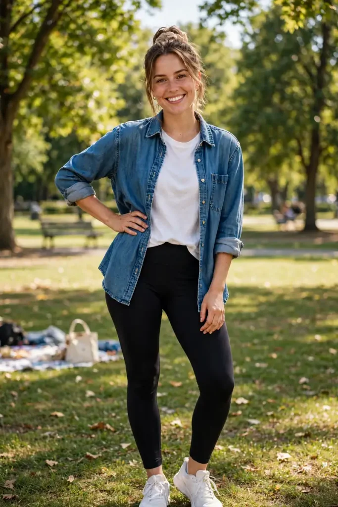 20 Simple Mom Outfit Ideas (For Moms Who Get Dressed in 5 Minutes) 9 mom 08 park playdate