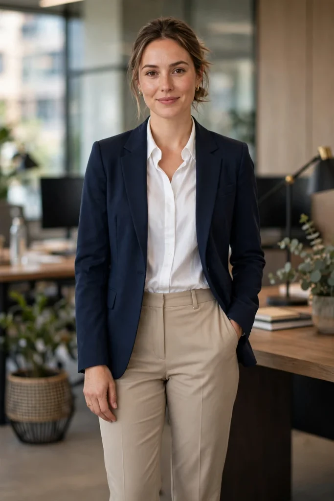 20 Simple Mom Outfit Ideas (For Moms Who Get Dressed in 5 Minutes) 11 mom 10 office day