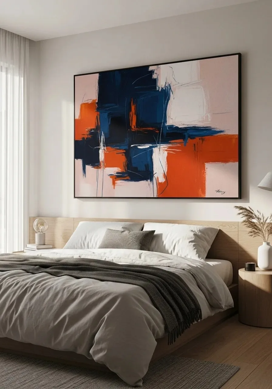Running Out of Wall Space? These 20 Bedroom Wall Decor Ideas Are the Solution for 2026 2 Abstract Art for Bold Statements