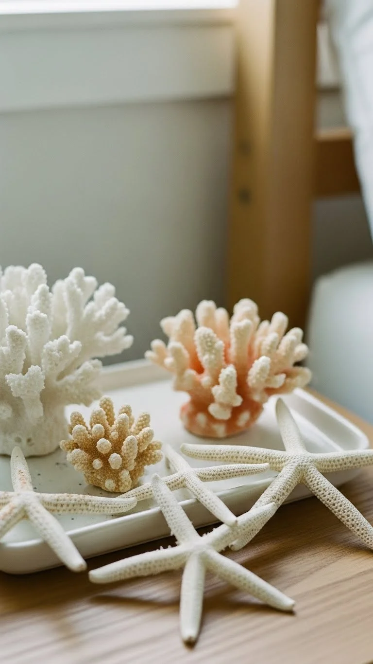 20 Coastal Bedroom Ideas 2026: Transform Your Space Into a Beachside Paradise 12 Coral and Starfish Decorations