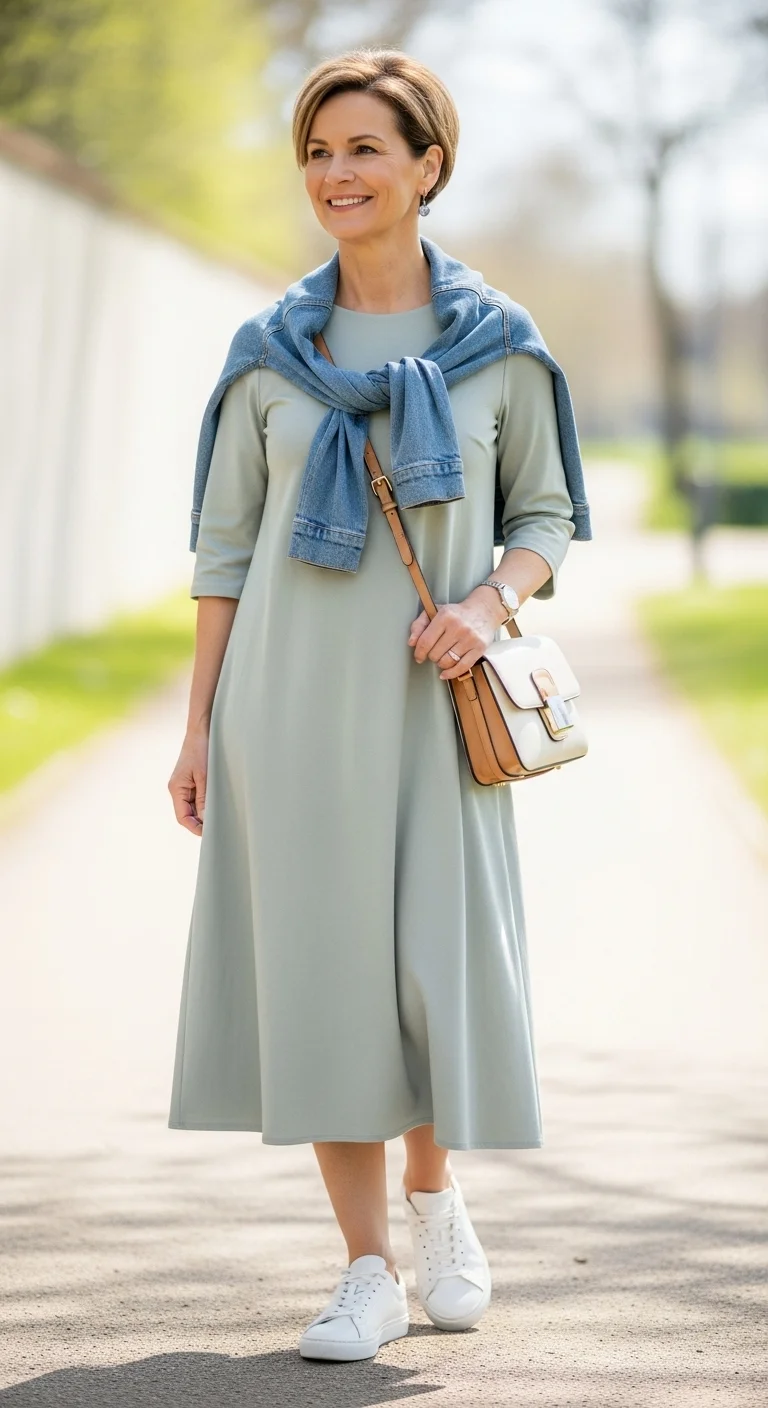 Discover Cozy Spring Outfits for Women Over 50 That Feel as Good as They Look 10 Cotton Dresses with Sneakers