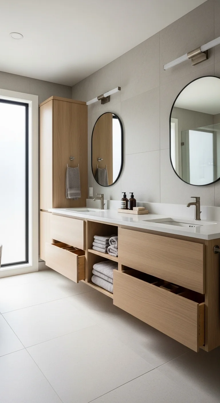 Why Are These Bathroom Cabinet Ideas Trending in 2026? 7 Double Vanity with Built-In Storage