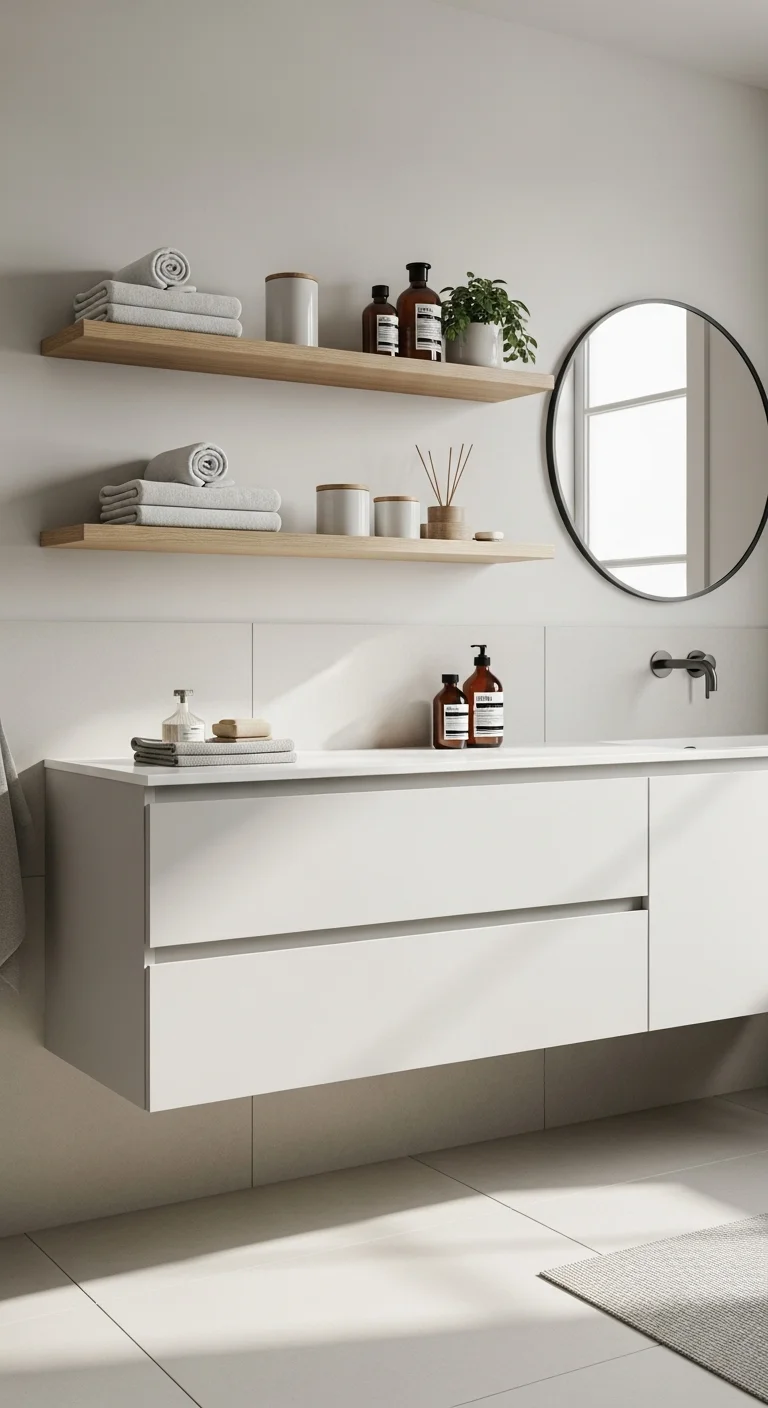 Why Are These Bathroom Cabinet Ideas Trending in 2026? 9 Floating Shelves with Drawers The Best of Both Worlds