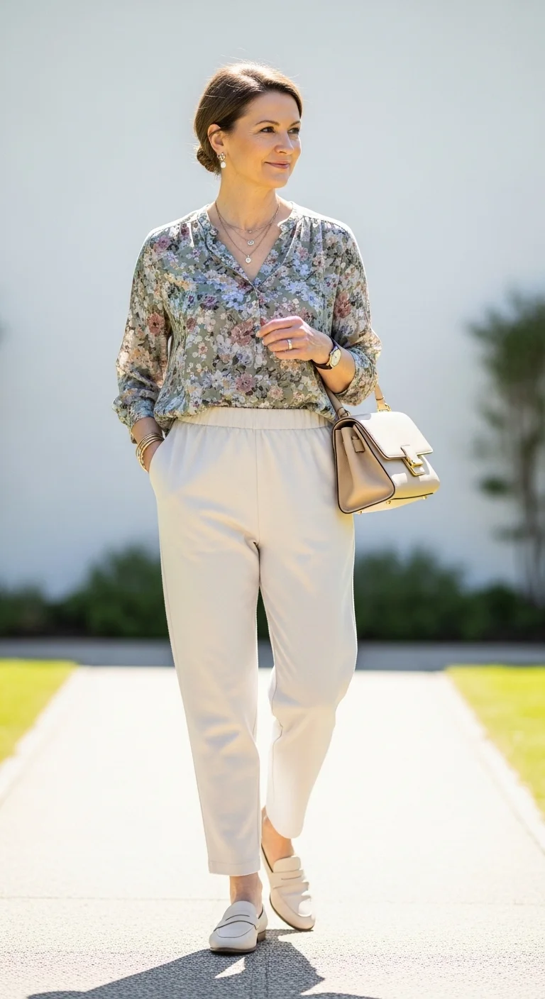 Discover Cozy Spring Outfits for Women Over 50 That Feel as Good as They Look 5 Floral Blouses with Soft Pants