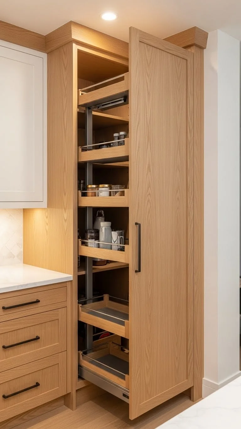 15 White Oak Kitchen Cabinets Ideas 2026: Transform Your Kitchen Into a Stunning Space 9 Full Height White Oak Pantry Cabinets