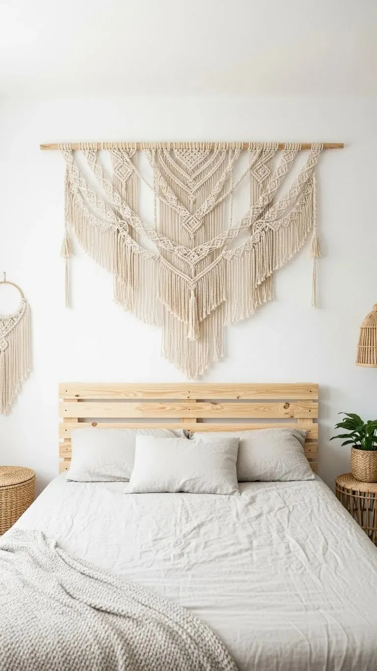 20 Coastal Bedroom Ideas 2026: Transform Your Space Into a Beachside Paradise 16 Hanging Macrame Wall Art
