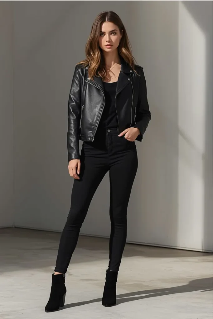 16 Denim Mini Skirt Outfits Ideas (One Skirt, Sixteen Lives) 12 Lace Cami Leather Jacket