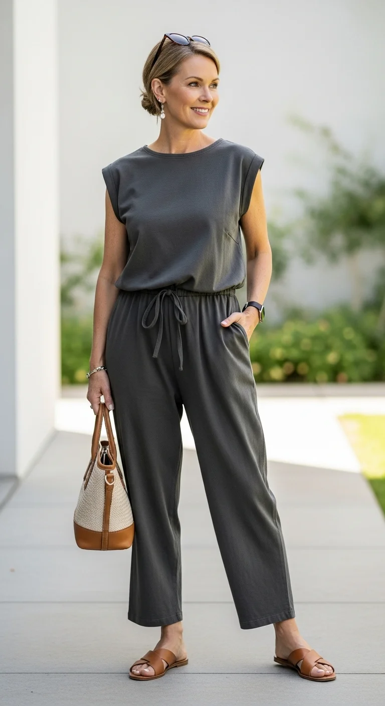 Discover Cozy Spring Outfits for Women Over 50 That Feel as Good as They Look 15 Loose-Fitting Jumpsuits with Sandals