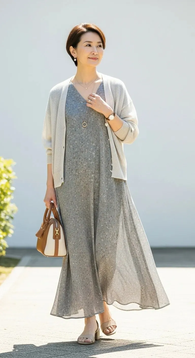 Discover Cozy Spring Outfits for Women Over 50 That Feel as Good as They Look 3 Maxi Dresses with a Cardigan