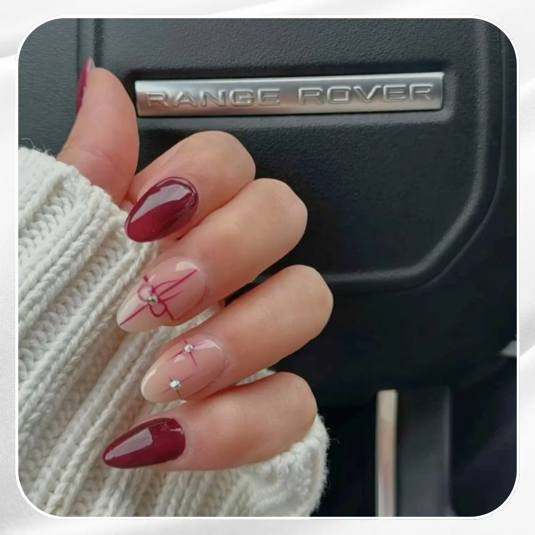 17 Nail Design Ideas February 2026: Fresh Looks That'll Make Everyone Ask "Where Did You Get Those Done?" 10 Nude with Red Accent Nail