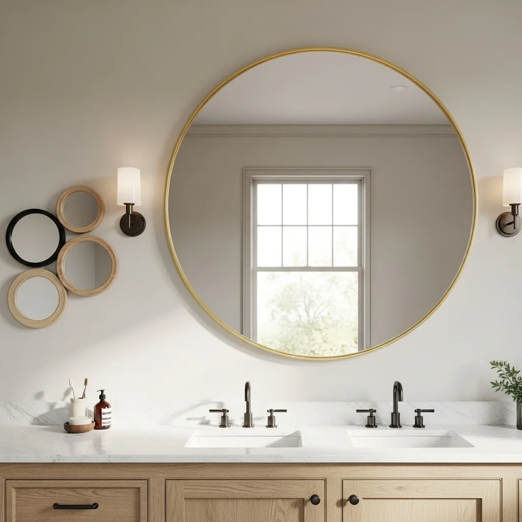 17 Cute Bathroom Ideas 2026: Transform Your Space Into a Stunning Sanctuary 13 Round Mirrors for Soft Aesthetics